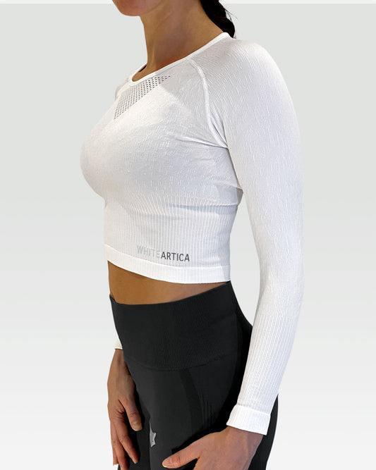 Freedom Seamless Long Sleeve Crop Top - White