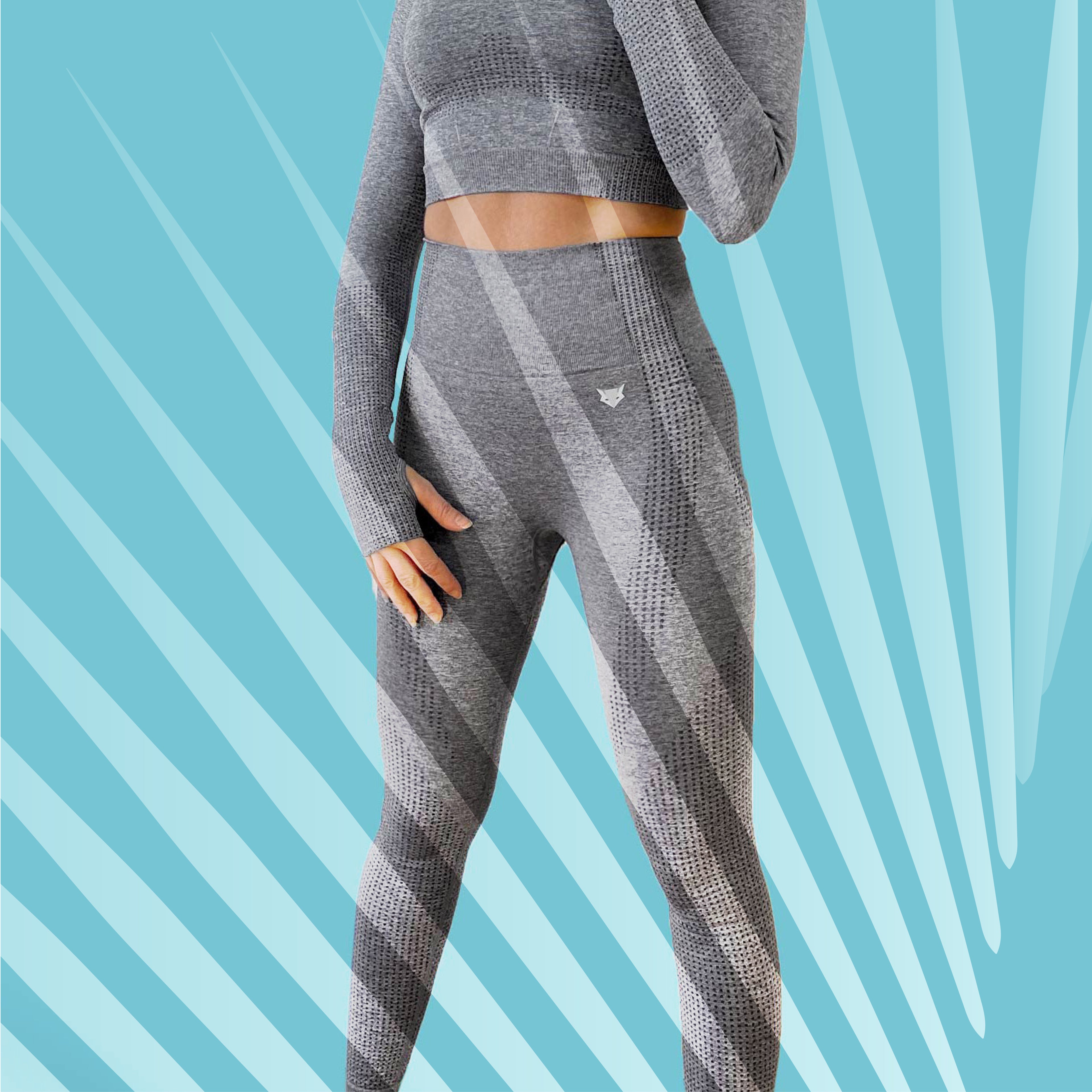 Elite Seamless 3 pieces set - Leggings and Long Sleeve Crop Top in Grey. The supportive fabric and seamless silhouettes not only help to perform your best during a workout but even to look stunning in your outfit outside the gym.